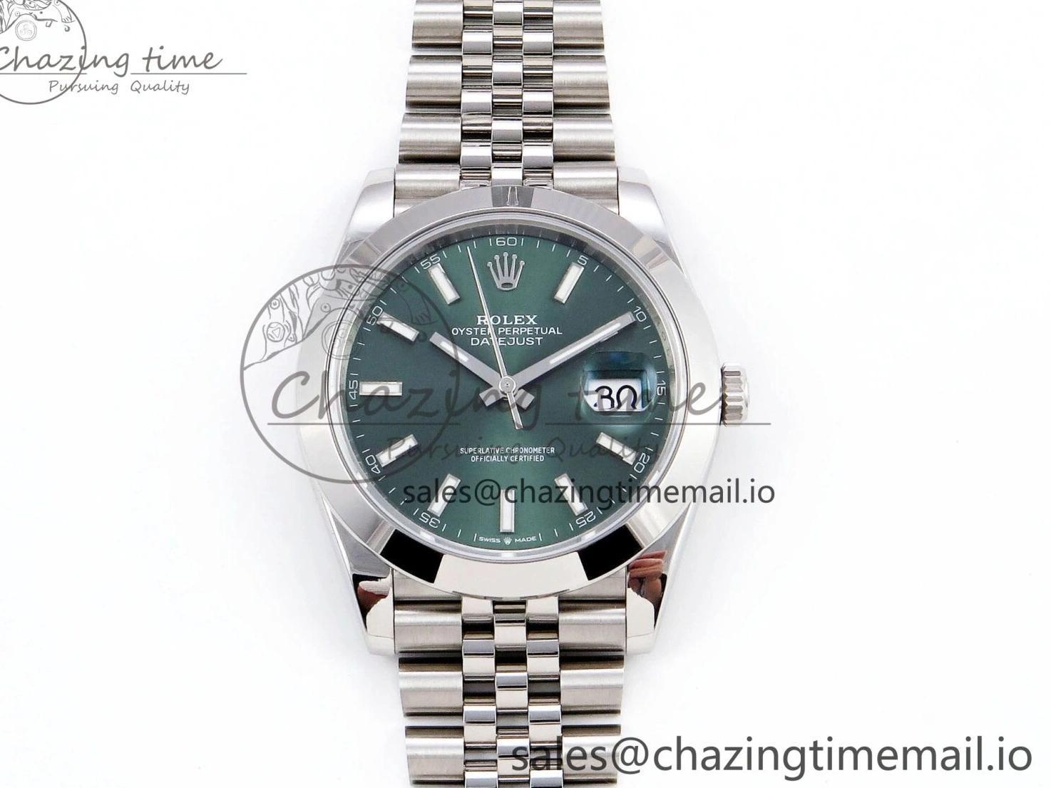 Best AAA Replica Sites 904L on VSF Dial DateJust FreshLook 1282 Edition 41 VS 126330 Green SS Jubilee Bracelet 1:1 Best 0115